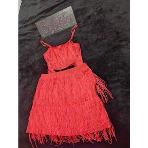 NWOT Neon Coral Pink Flapper Girl Costume L *FLAWED ITEM
